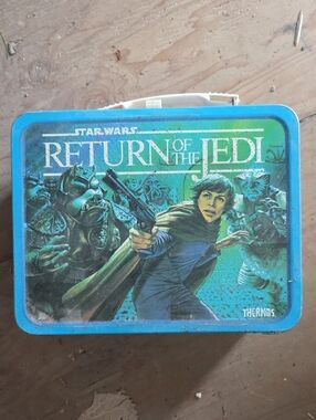 Vintage Thermos Star Wars Return of the Jedi Lunchbox - Blue & Green Artwork